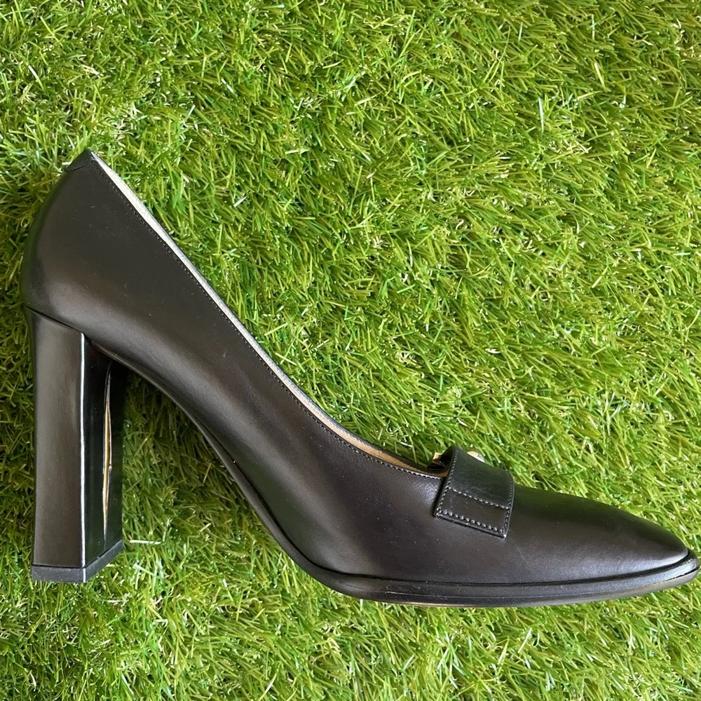 Vintage Louis Vuitton Black Leather Square Toe Heels Size 38 NEW Never Worn